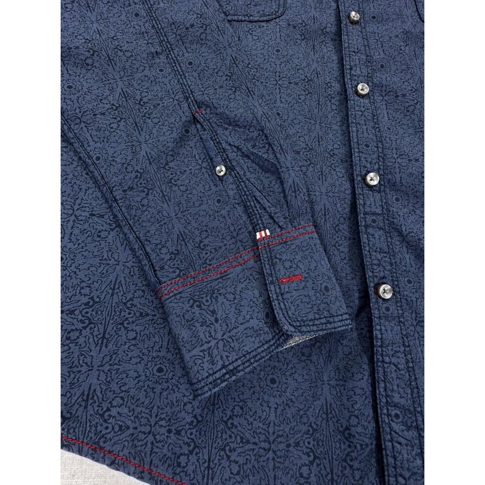 Vintage Italia C.1958 Men’s Blue Gray Patterned Long Sleeve Shirt Size M - Picture 7 of 9